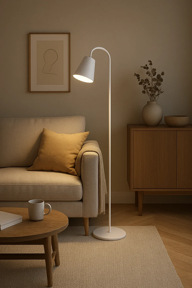 Staande Scandinavische Lamp Metaal Hout E27 Zwart Wit Leeslamp Woonkamer Sfeerlicht Modern Minimalistisch | Sansoti