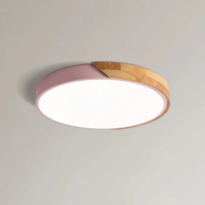 Houten Plafondlamp LED Scandinavisch Design Warmwit Licht Rond Acryl Natuurhout Plafondverlichting Woonkamer | Sansoti
