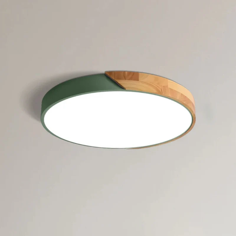 Houten Plafondlamp LED Scandinavisch Design Warmwit Licht Rond Acryl Natuurhout Plafondverlichting Woonkamer | Sansoti