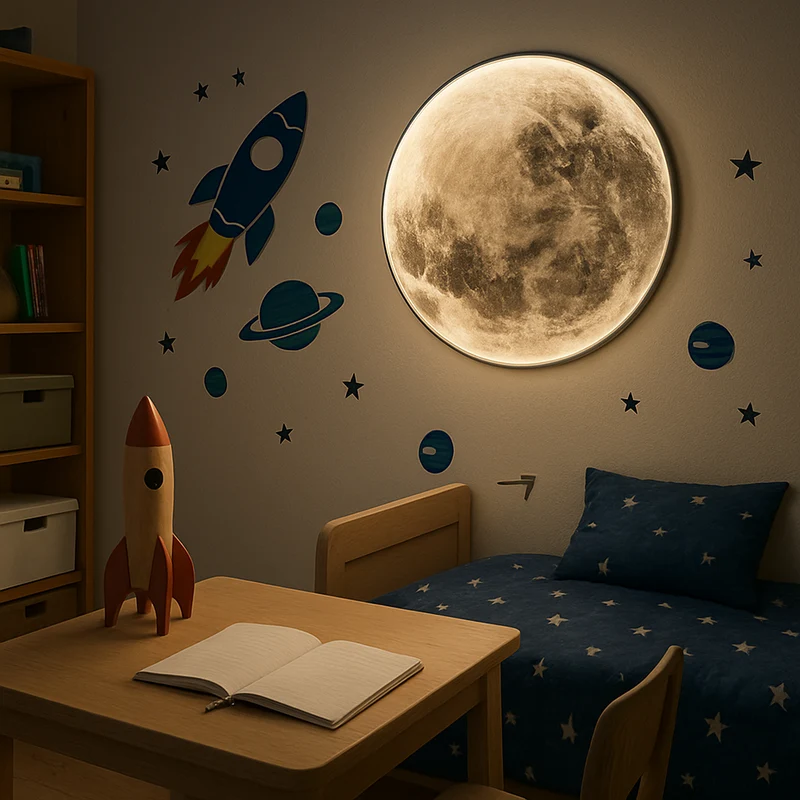 Maan Plafondlamp LED Dimbaar Wand Sfeerlicht Wit Warm Licht Kinderkamer Woonkamer Decoratief 3D Design | Sansoti