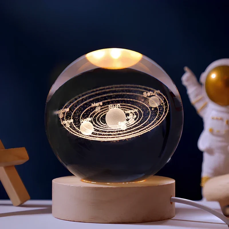 Kristallen Bol Lamp met Gekleurde LED Verlichting | Decoratieve Sfeerverlichting voor Woonkamer en Slaapkamer | Sansoti