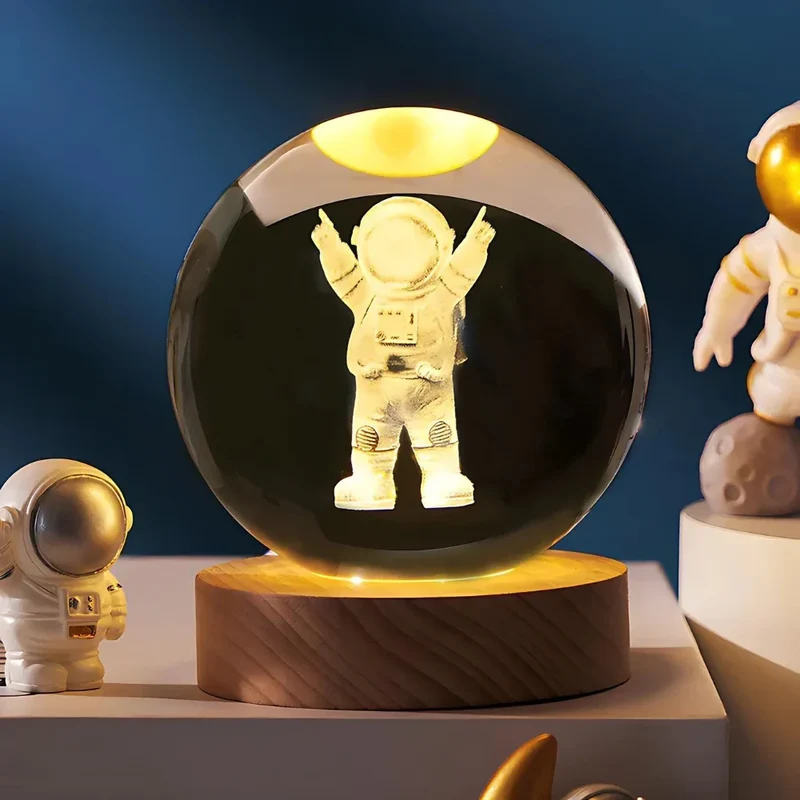 Kristallen Bol Lamp met Gekleurde LED Verlichting | Decoratieve Sfeerverlichting voor Woonkamer en Slaapkamer | Sansoti