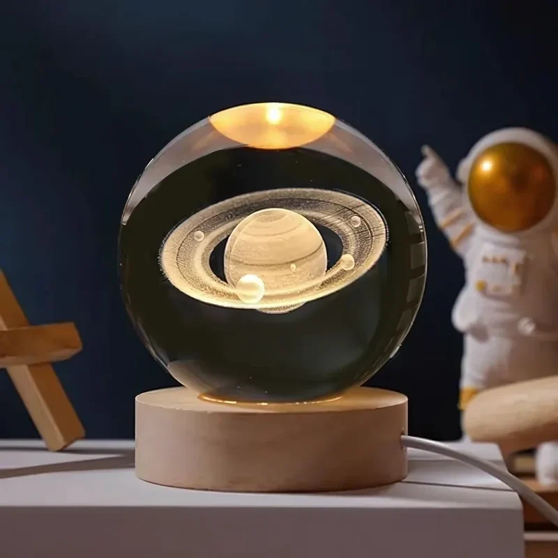 Kristallen Bol Lamp met Gekleurde LED Verlichting | Decoratieve Sfeerverlichting voor Woonkamer en Slaapkamer | Sansoti