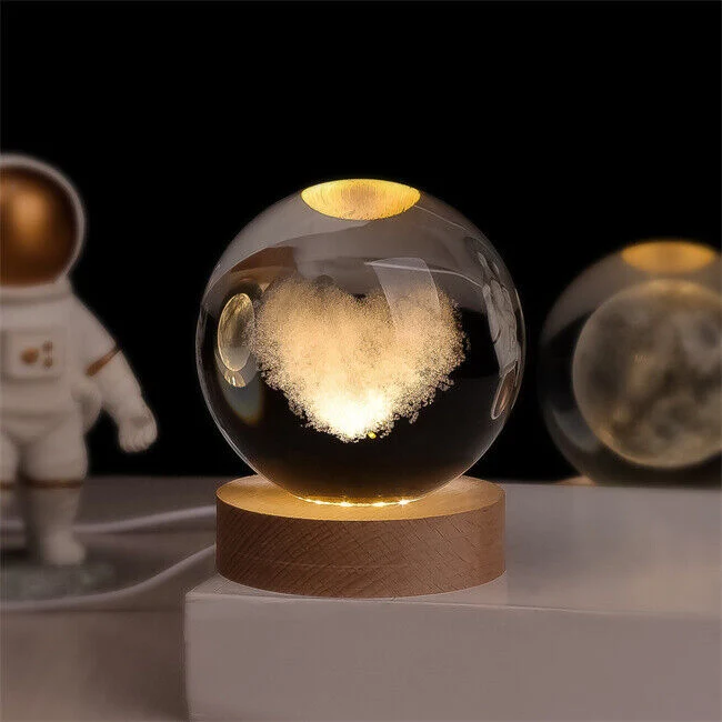 Kristallen Bol Lamp met Gekleurde LED Verlichting | Decoratieve Sfeerverlichting voor Woonkamer en Slaapkamer | Sansoti