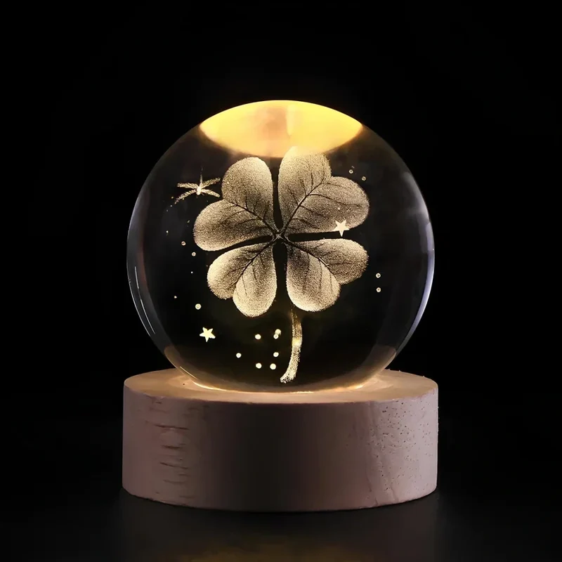 Kristallen Bol Lamp met Gekleurde LED Verlichting | Decoratieve Sfeerverlichting voor Woonkamer en Slaapkamer | Sansoti