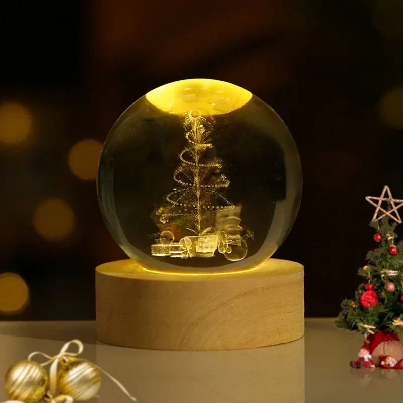Kristallen Bol Lamp met Gekleurde LED Verlichting | Decoratieve Sfeerverlichting voor Woonkamer en Slaapkamer | Sansoti