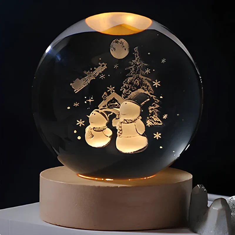 Kristallen Bol Lamp met Gekleurde LED Verlichting | Decoratieve Sfeerverlichting voor Woonkamer en Slaapkamer | Sansoti