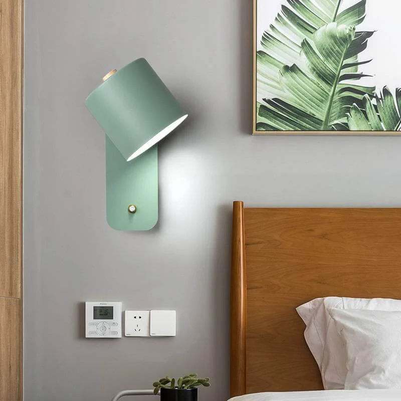 Draaibare Wandlamp Cilinder Vorm Aluminium Zwart Wit Groen Slaapkamer Leeshoek Gericht Licht Spots Verstelbaar | Sansoti