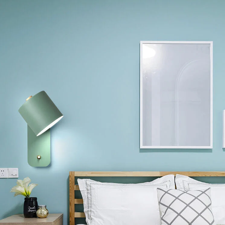 Draaibare Wandlamp Cilinder Vorm Aluminium Zwart Wit Groen Slaapkamer Leeshoek Gericht Licht Spots Verstelbaar | Sansoti