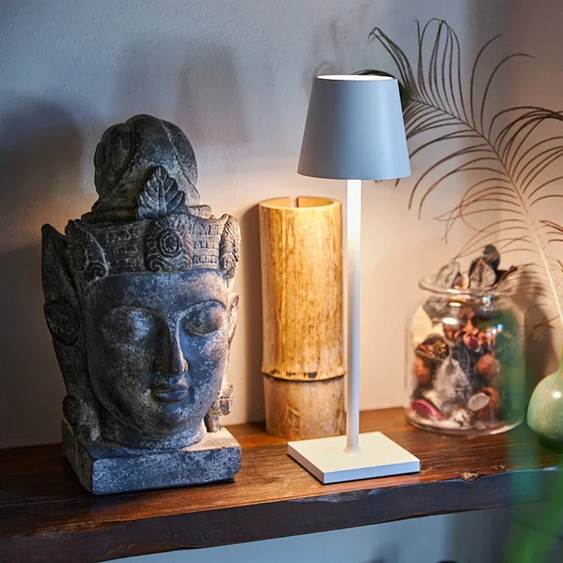 Draadloze Oplaadbare Tafellamp Touch Bediening IP65 Waterdicht Dimbaar Warm Koud Wit Licht Binnen Buiten | Sansoti