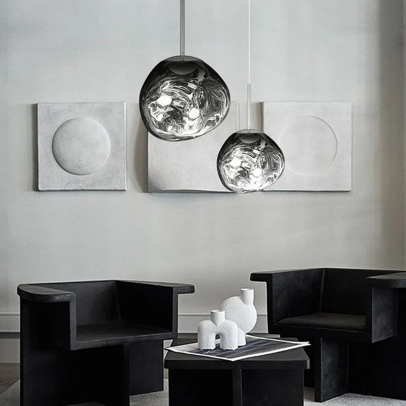 Glazen Hanglamp Smelteffect Goud Zilver Grijs Rood Woonkamer Eetkamer LED Scandinavisch Design Sfeerlicht | Sansoti