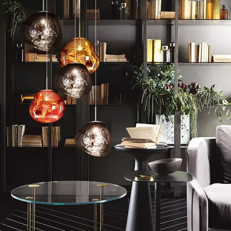 Glazen Hanglamp Smelteffect Goud Zilver Grijs Rood Woonkamer Eetkamer LED Scandinavisch Design Sfeerlicht | Sansoti