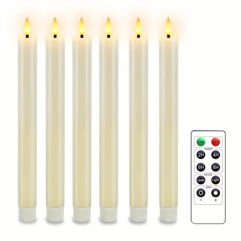 Kegelkaarsen LED Set met Afstandsbediening Ivoor Tafelverlichting Flikkerlicht Bruiloft Decoratie Sfeerlicht | Sansoti