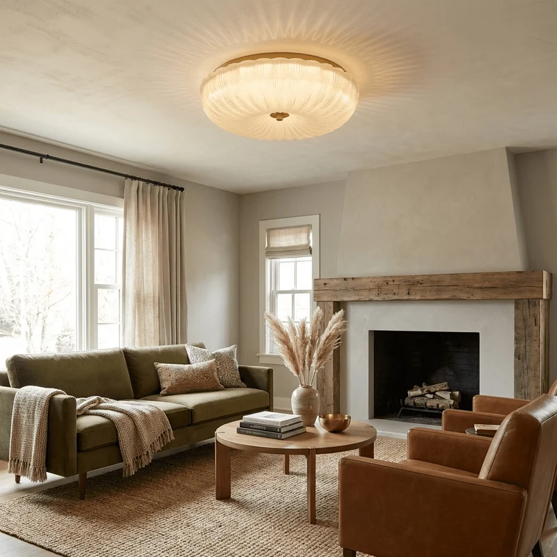 Glazen Plafondlamp met Geribbelde Textuur – Warm Dimbaar Licht voor Slaapkamer en Woonkamer – ø 20 tot 50 cm | Sansoti