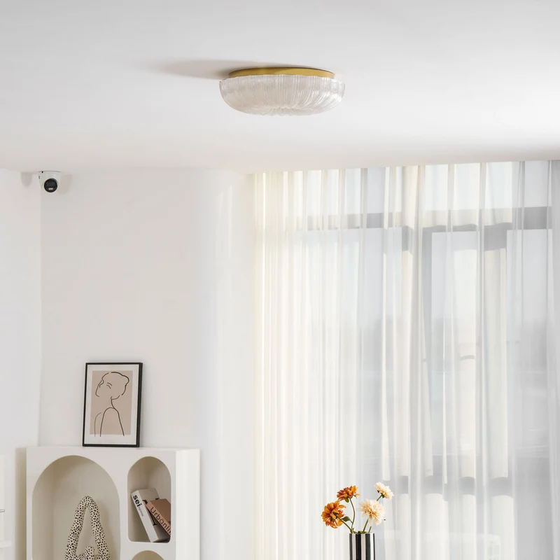Glazen Plafondlamp met Geribbelde Textuur – Warm Dimbaar Licht voor Slaapkamer en Woonkamer – ø 20 tot 50 cm | Sansoti