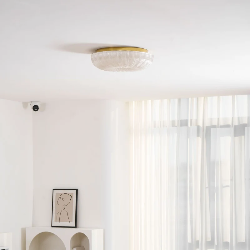 Glazen Plafondlamp met Geribbelde Textuur – Warm Dimbaar Licht voor Slaapkamer en Woonkamer – ø 20 tot 50 cm | Sansoti