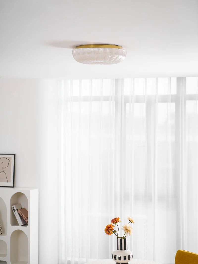 Glazen Plafondlamp met Geribbelde Textuur – Warm Dimbaar Licht voor Slaapkamer en Woonkamer – ø 20 tot 50 cm | Sansoti
