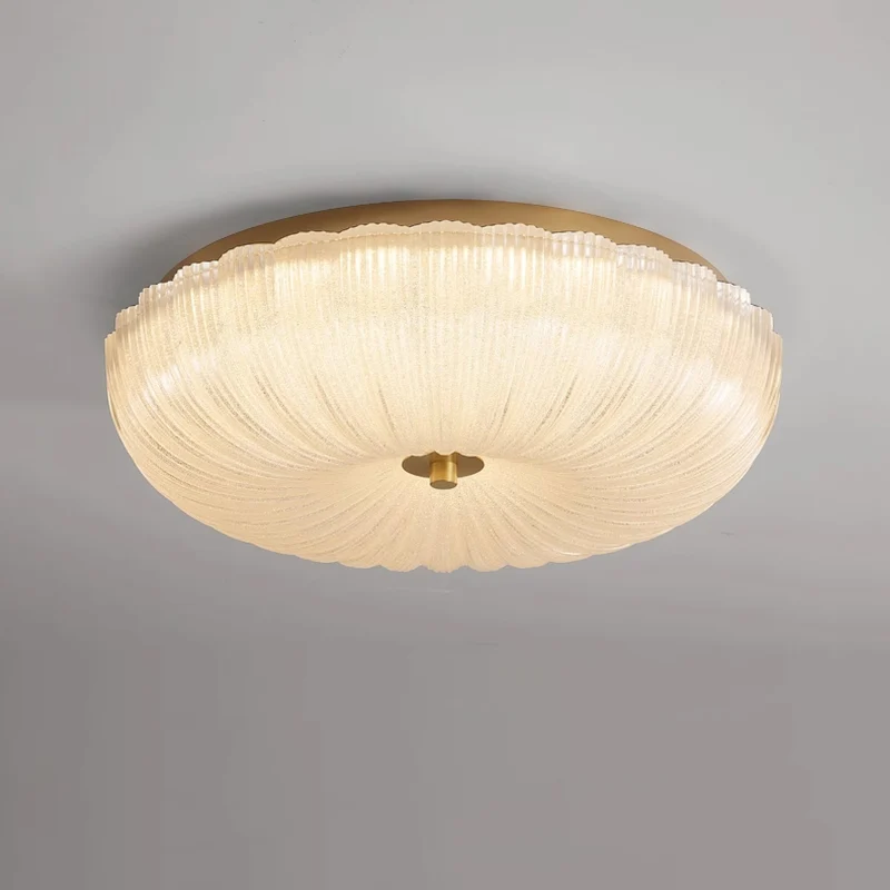 Glazen Plafondlamp met Geribbelde Textuur – Warm Dimbaar Licht voor Slaapkamer en Woonkamer – ø 20 tot 50 cm | Sansoti