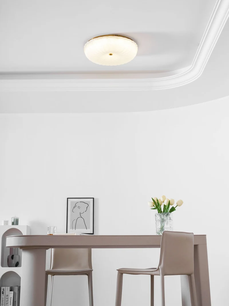 Glazen Plafondlamp met Geribbelde Textuur – Warm Dimbaar Licht voor Slaapkamer en Woonkamer – ø 20 tot 50 cm | Sansoti