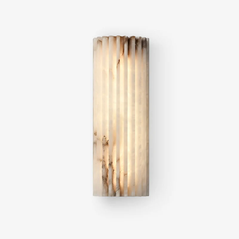 Alabaster Wandlamp Natuursteen – Geribbeld Design – Warm Licht – Scandinavische Stijl | Sansoti