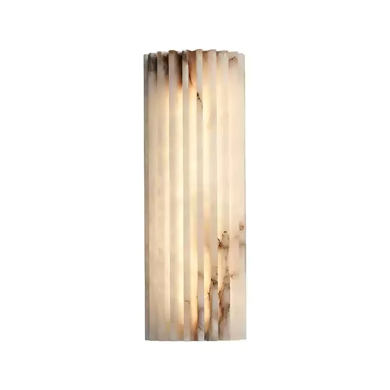 Alabaster Wandlamp Natuursteen – Geribbeld Design – Warm Licht – Scandinavische Stijl | Sansoti