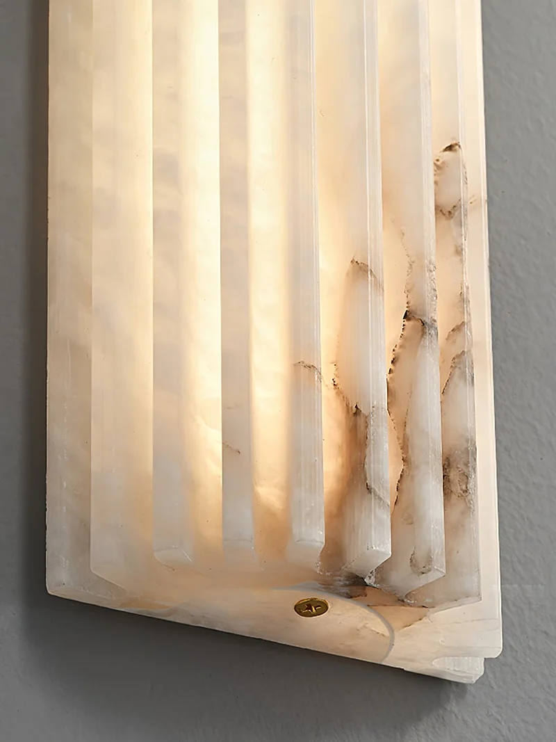 Alabaster Wandlamp Natuursteen – Geribbeld Design – Warm Licht – Scandinavische Stijl | Sansoti