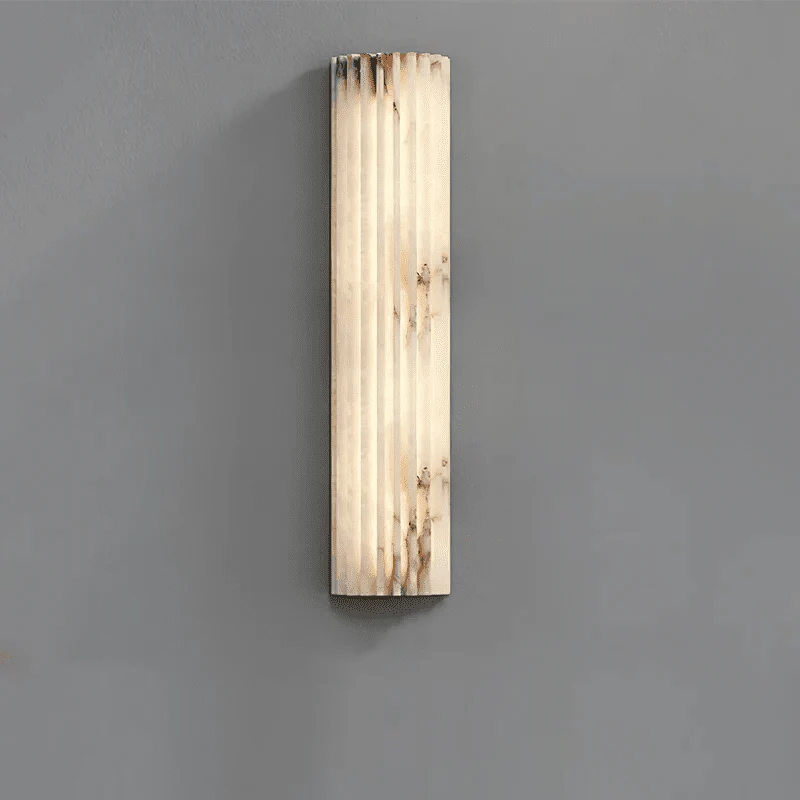 Alabaster Wandlamp Natuursteen – Geribbeld Design – Warm Licht – Scandinavische Stijl | Sansoti