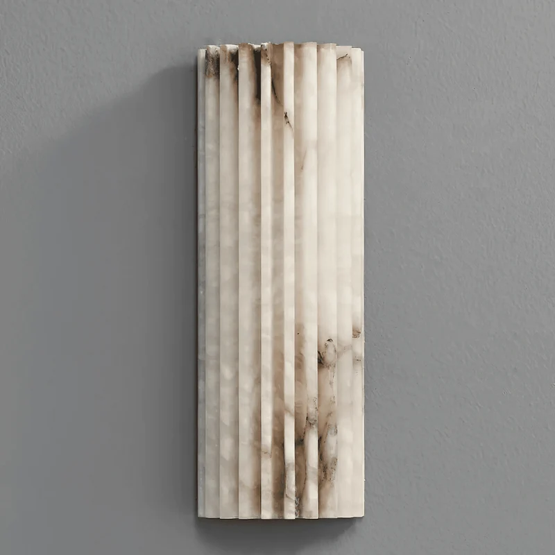 Alabaster Wandlamp Natuursteen – Geribbeld Design – Warm Licht – Scandinavische Stijl | Sansoti