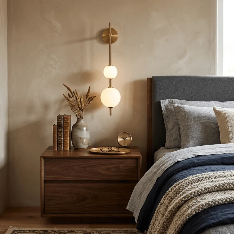 Verticale Glazen Bol Wandlamp – Moderne Wandverlichting met Gestapelde Bollen – Messing, Zwart of Nikkel – 3 Afmetingen | Sansoti