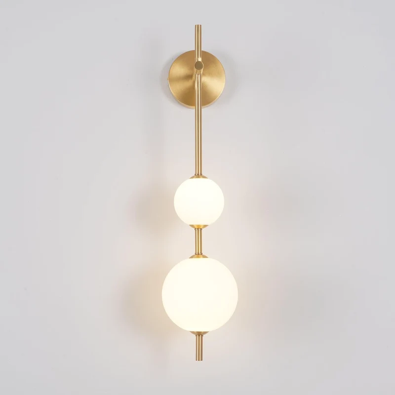 Verticale Glazen Bol Wandlamp – Moderne Wandverlichting met Gestapelde Bollen – Messing, Zwart of Nikkel – 3 Afmetingen | Sansoti