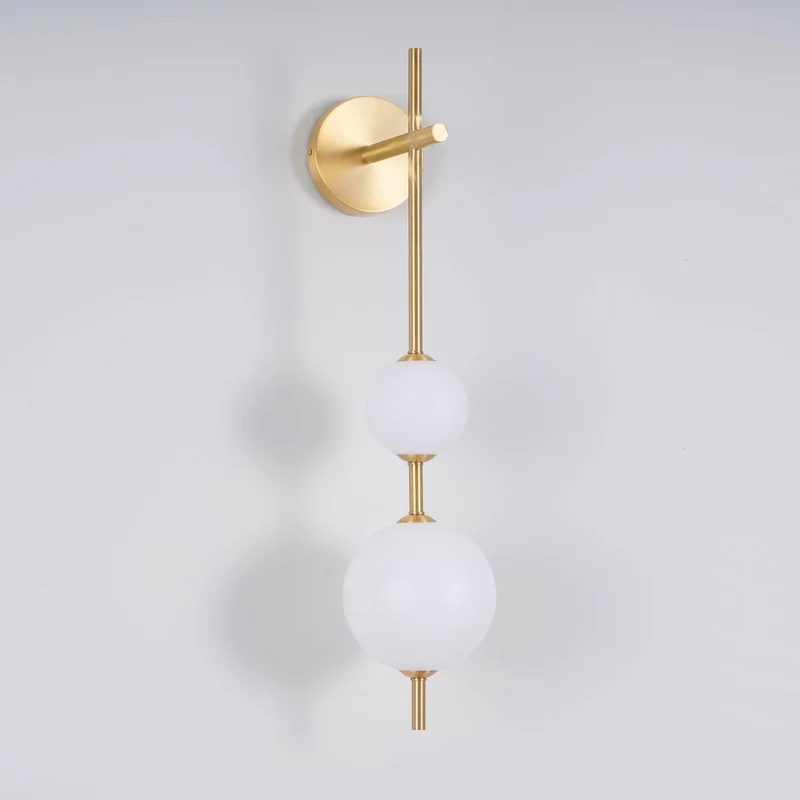 Verticale Glazen Bol Wandlamp – Moderne Wandverlichting met Gestapelde Bollen – Messing, Zwart of Nikkel – 3 Afmetingen | Sansoti