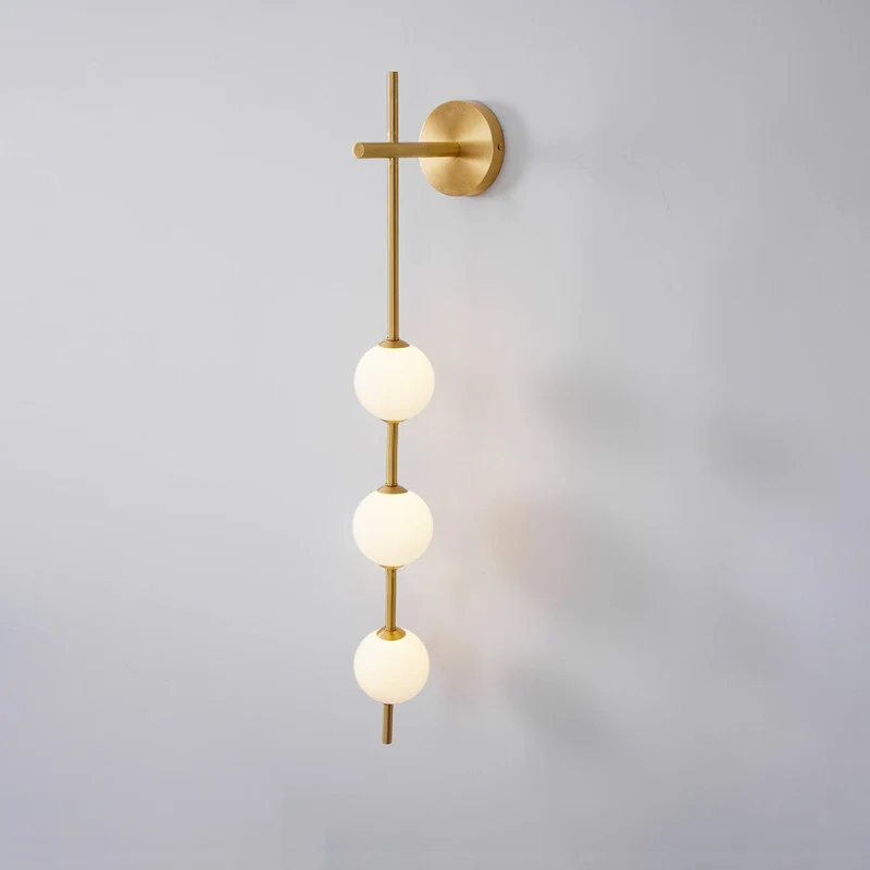 Verticale Glazen Bol Wandlamp – Moderne Wandverlichting met Gestapelde Bollen – Messing, Zwart of Nikkel – 3 Afmetingen | Sansoti
