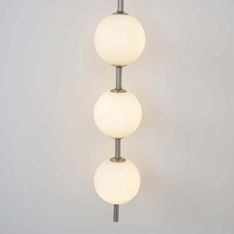 Verticale Glazen Bol Wandlamp – Moderne Wandverlichting met Gestapelde Bollen – Messing, Zwart of Nikkel – 3 Afmetingen | Sansoti