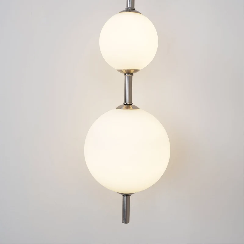 Verticale Glazen Bol Wandlamp – Moderne Wandverlichting met Gestapelde Bollen – Messing, Zwart of Nikkel – 3 Afmetingen | Sansoti