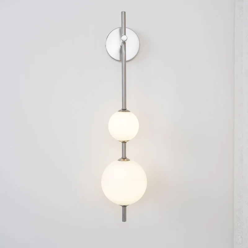 Verticale Glazen Bol Wandlamp – Moderne Wandverlichting met Gestapelde Bollen – Messing, Zwart of Nikkel – 3 Afmetingen | Sansoti