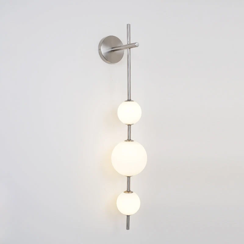 Verticale Glazen Bol Wandlamp – Moderne Wandverlichting met Gestapelde Bollen – Messing, Zwart of Nikkel – 3 Afmetingen | Sansoti