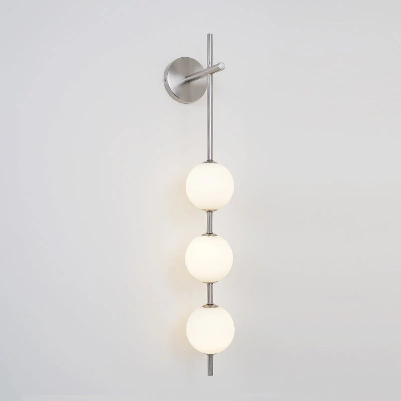 Verticale Glazen Bol Wandlamp – Moderne Wandverlichting met Gestapelde Bollen – Messing, Zwart of Nikkel – 3 Afmetingen | Sansoti