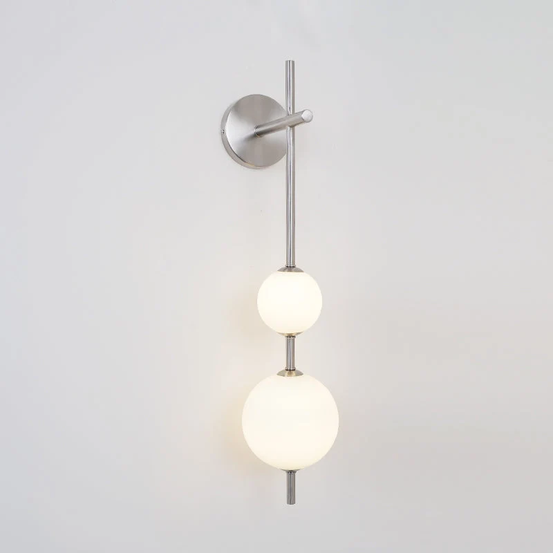Verticale Glazen Bol Wandlamp – Moderne Wandverlichting met Gestapelde Bollen – Messing, Zwart of Nikkel – 3 Afmetingen | Sansoti