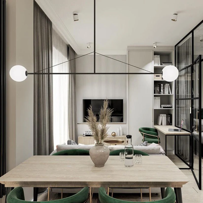 Mobiel Plafondlamp met Glazen Bollen – Modern Messing of Zwart Design – 9 Configuraties – G9 & G4 Fitting | Sansoti