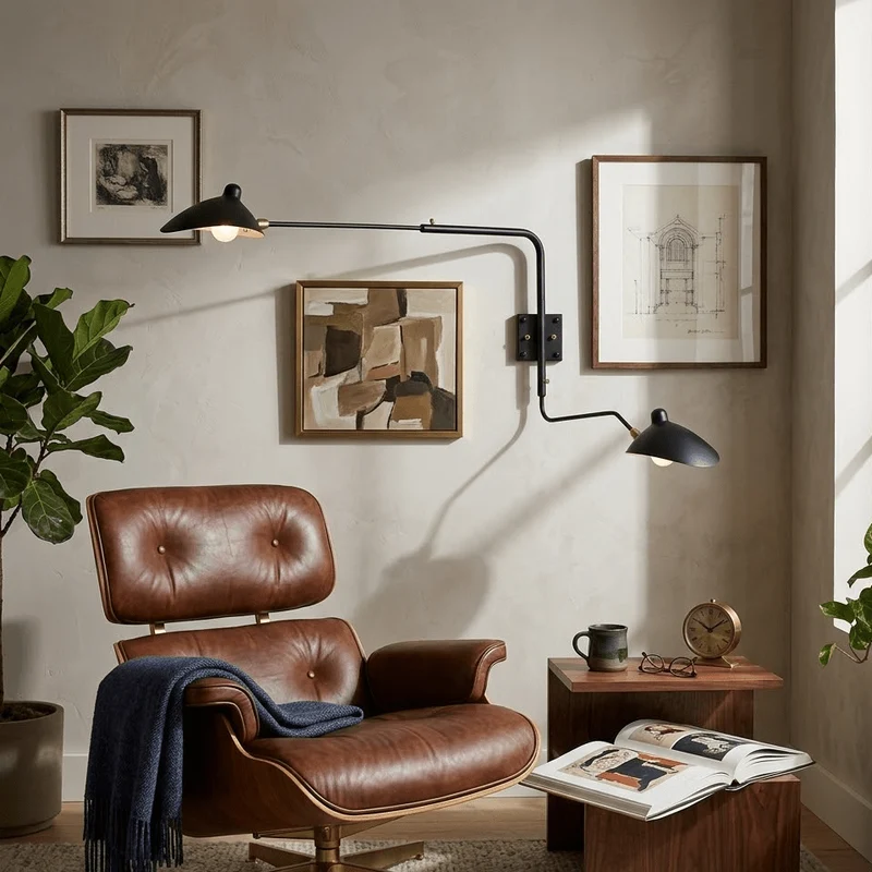 Wandlamp Verstelbaar Staal 1-Kops / 2-Kops 60-140 cm Modern Design Metaal Messing Chroom E26/E27 Fitting Instelbare Kap Richtbaar Licht Interieur | Sansoti