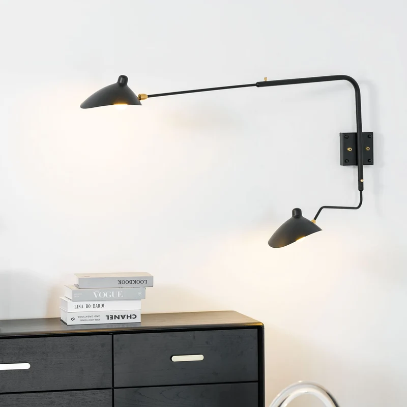 Wandlamp Verstelbaar Staal 1-Kops / 2-Kops 60-140 cm Modern Design Metaal Messing Chroom E26/E27 Fitting Instelbare Kap Richtbaar Licht Interieur | Sansoti