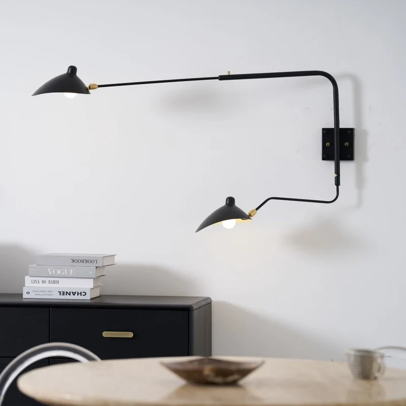 Wandlamp Verstelbaar Staal 1-Kops / 2-Kops 60-140 cm Modern Design Metaal Messing Chroom E26/E27 Fitting Instelbare Kap Richtbaar Licht Interieur | Sansoti