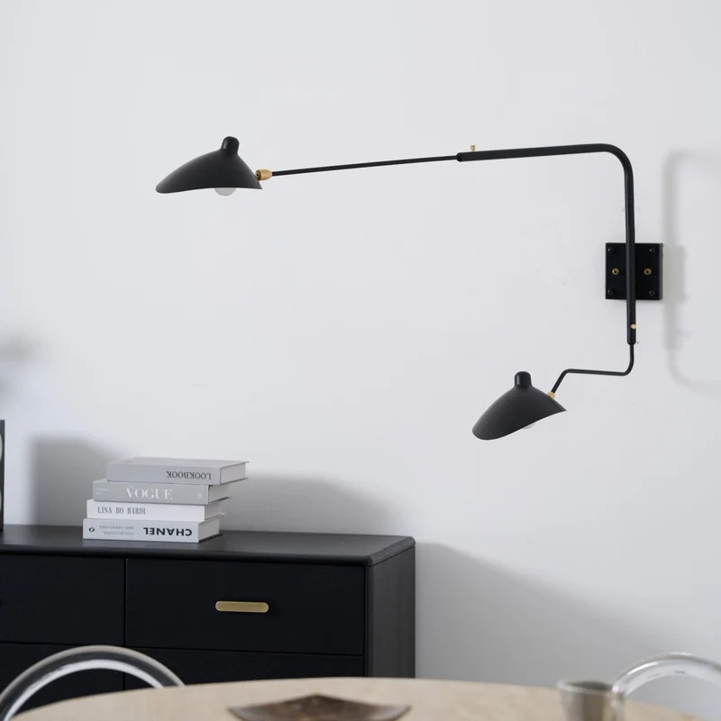 Wandlamp Verstelbaar Staal 1-Kops / 2-Kops 60-140 cm Modern Design Metaal Messing Chroom E26/E27 Fitting Instelbare Kap Richtbaar Licht Interieur | Sansoti
