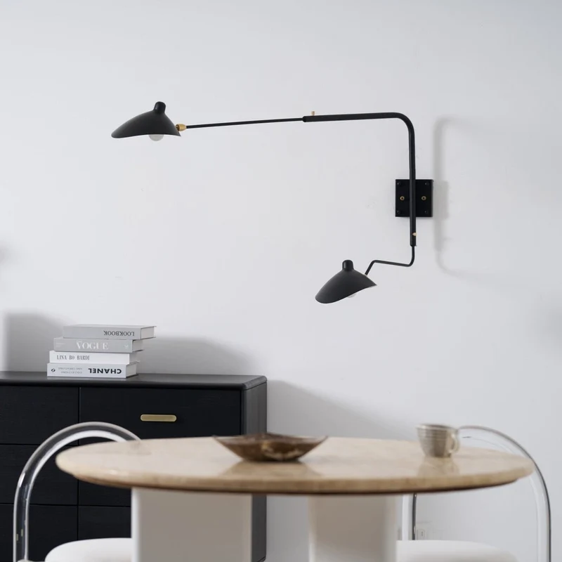 Wandlamp Verstelbaar Staal 1-Kops / 2-Kops 60-140 cm Modern Design Metaal Messing Chroom E26/E27 Fitting Instelbare Kap Richtbaar Licht Interieur | Sansoti