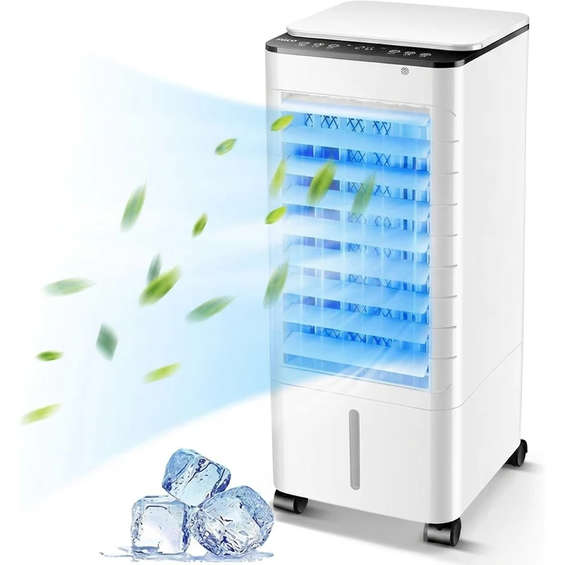 Draagbare Ventilatiekoeler met Bevochtiging en Wielen voor Woonkamer Slaapkamer Kantoor Thuis Klimaat | Sansoti
