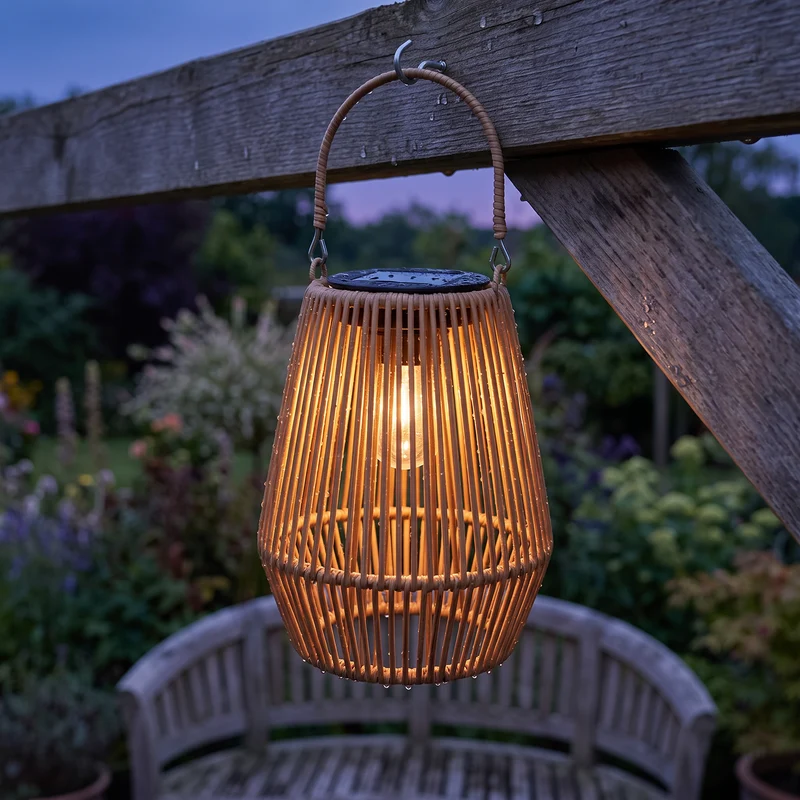 Solarlantaarn Ophangbaar IP65 Rotan 21 cm 8 Uur Brandduur Zonder Kabels of Stopcontact | Sansoti