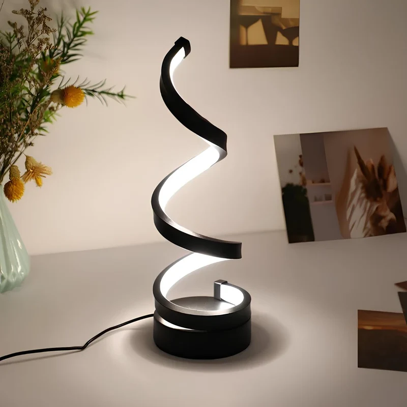 Tafellamp Spiraalvorm Metaal Dimbaar 3 Lichtkleuren Warm Neutraal Koud Wit Moderne Sfeerlamp Bureaulamp | Sansoti