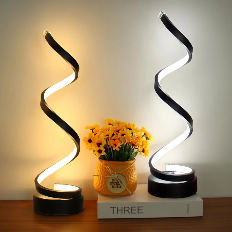 Tafellamp Spiraalvorm Metaal Dimbaar 3 Lichtkleuren Warm Neutraal Koud Wit Moderne Sfeerlamp Bureaulamp | Sansoti