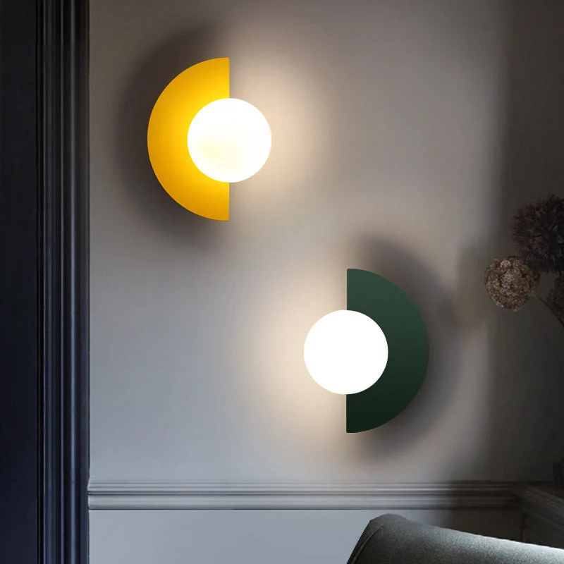 Halfcirkelvormige Wandlamp met Gekleurde Bol Modern Design Decoratieve Verlichting voor Woonkamer Slaapkamer Gang | Sansoti