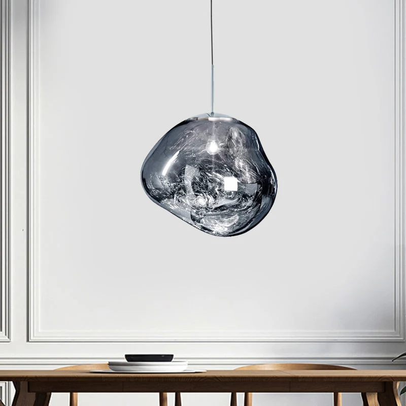 Glazen Hanglamp Rond Metalen Kap Eetkamer Plafondverlichting Moderne Woonkamer E27 Fitting Scandinavisch | Sansoti